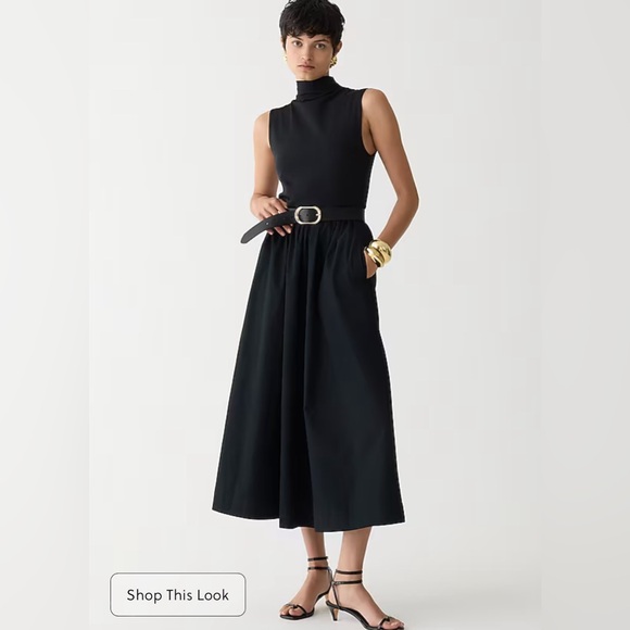 New J CREW Fitted Knit Mockneck Dress with Poplin Skirt In Cream Size S - Picture 15 of 15